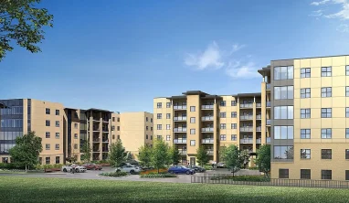 Exterior of Fairway Woods, a 55+ luxury apartment building at 88 Snow Street in Fort Garry, Winnipeg